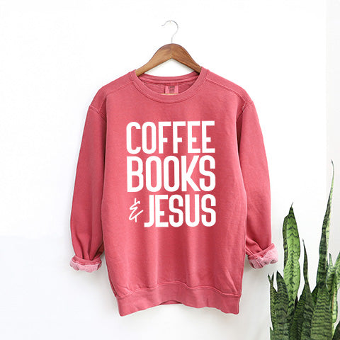 Coffee Books Jesus | Garment Dyed Sweatshirt