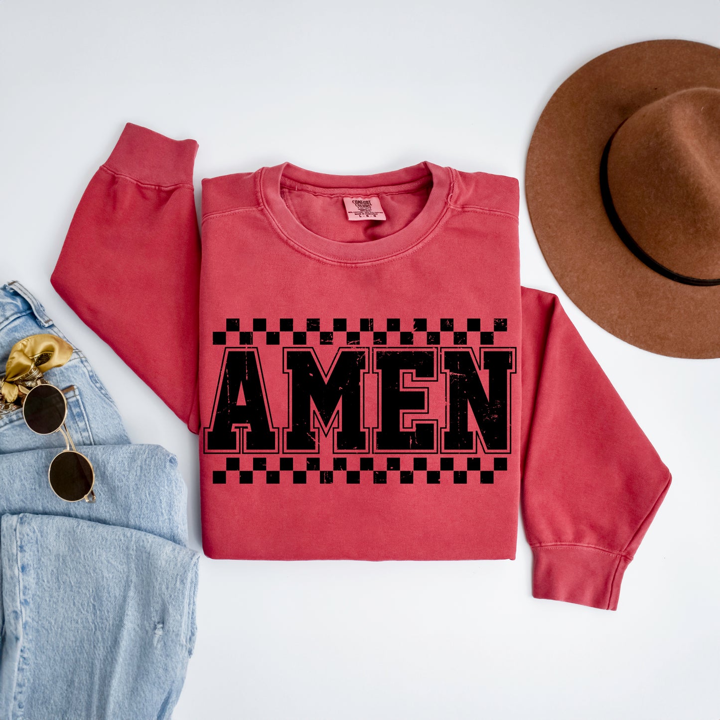 Amen Checkered | Garment Dyed Sweatshirt