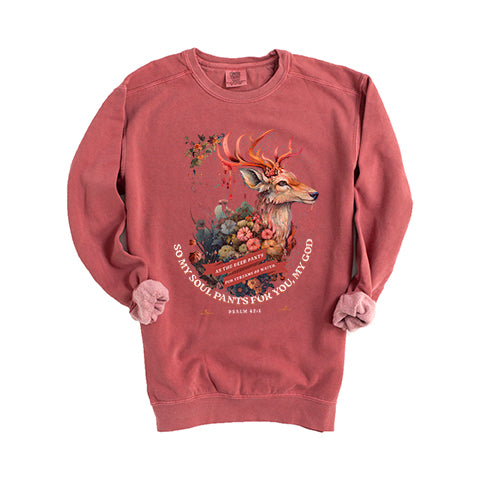 Deer Floral | Garment Dyed Sweatshirt