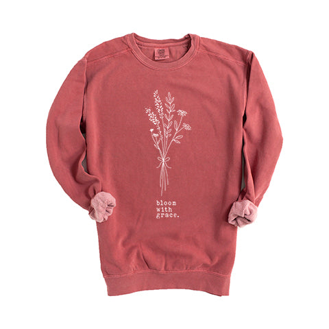 Bloom With Grace Bouquet | Garment Dyed Sweatshirt