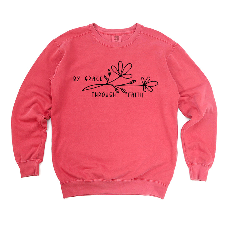 By Grace Through Faith Flowers | Garment Dyed Sweatshirt