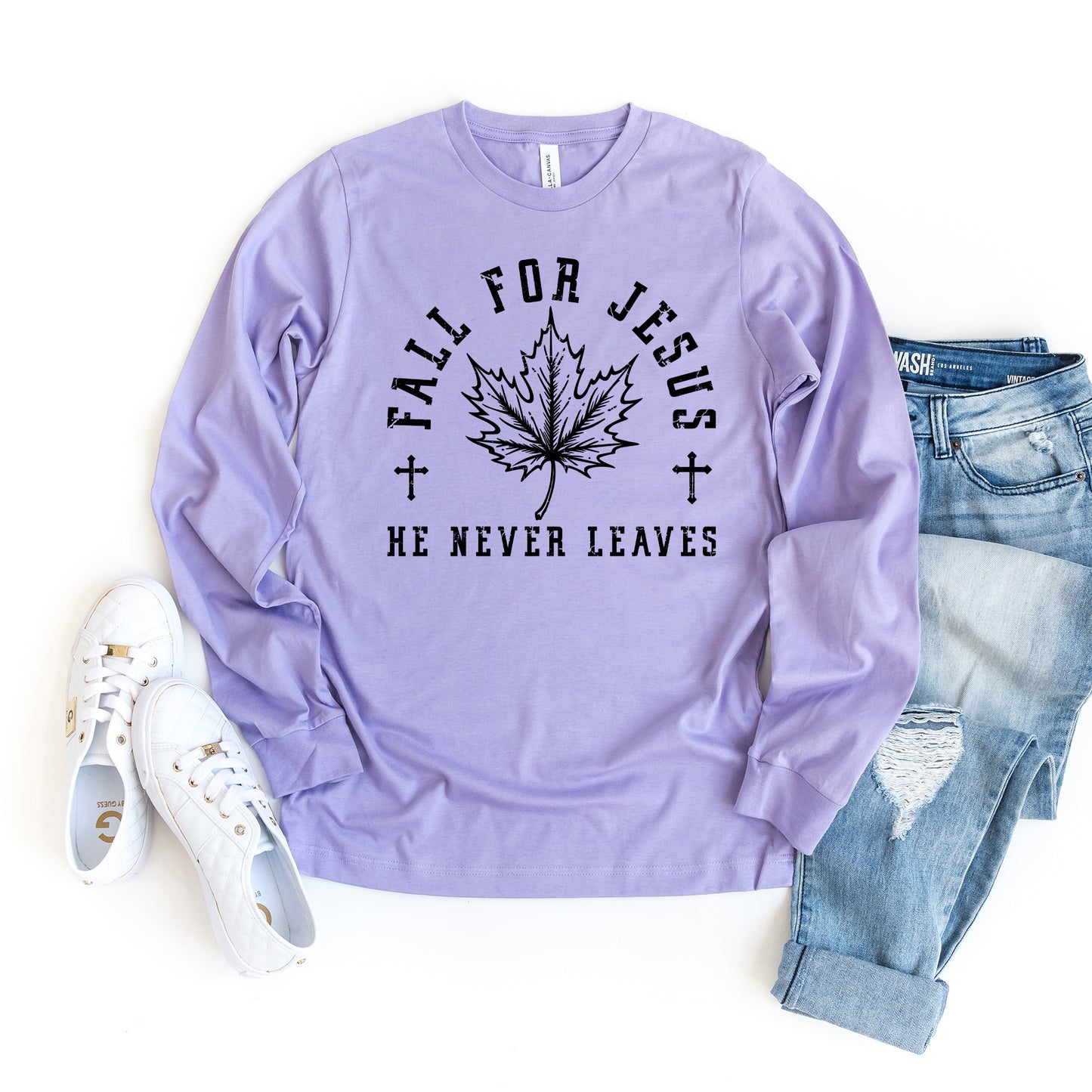 Fall For Jesus Leaf | Long Sleeve Crew Neck