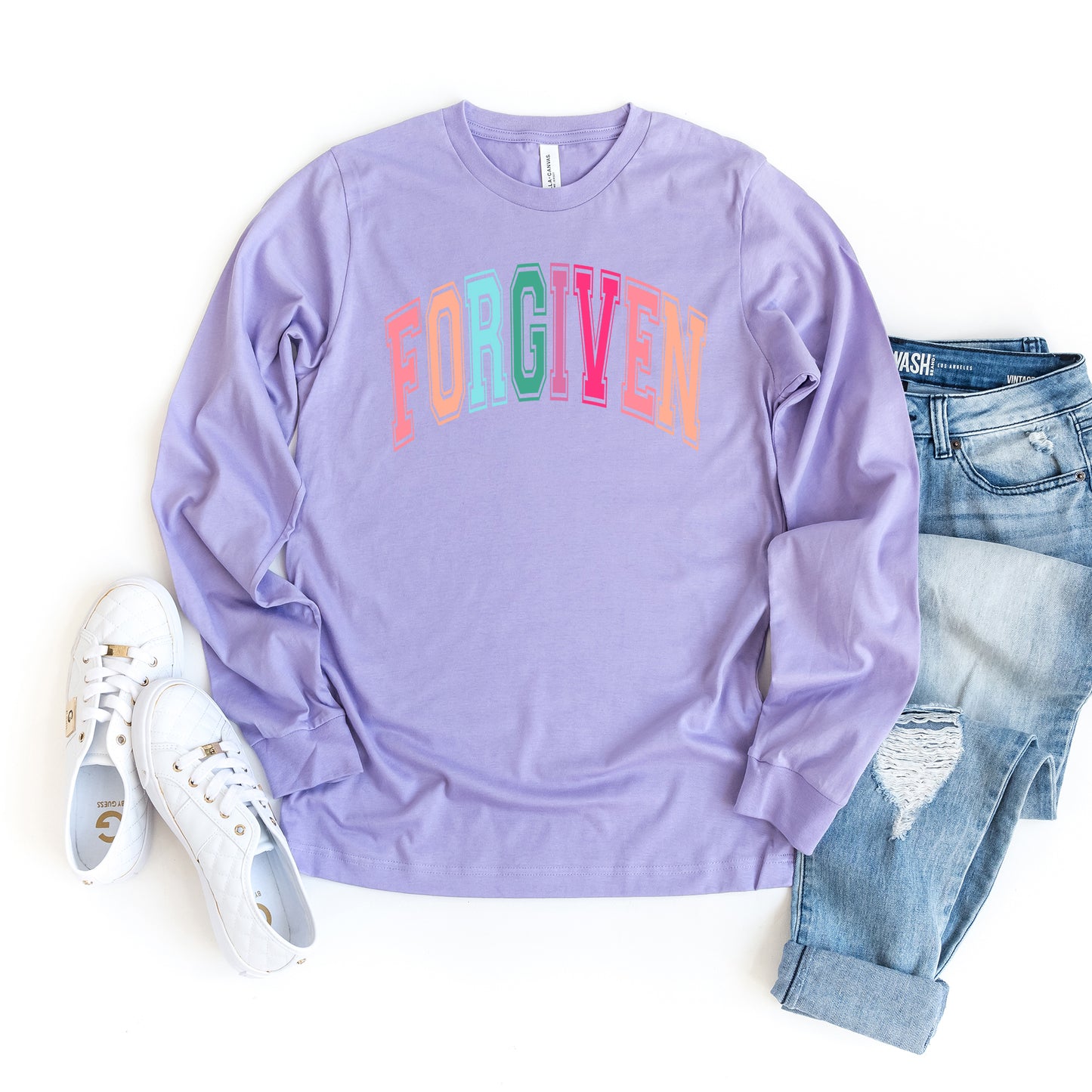 Forgiven Block Colorful | Long Sleeve Crew Neck