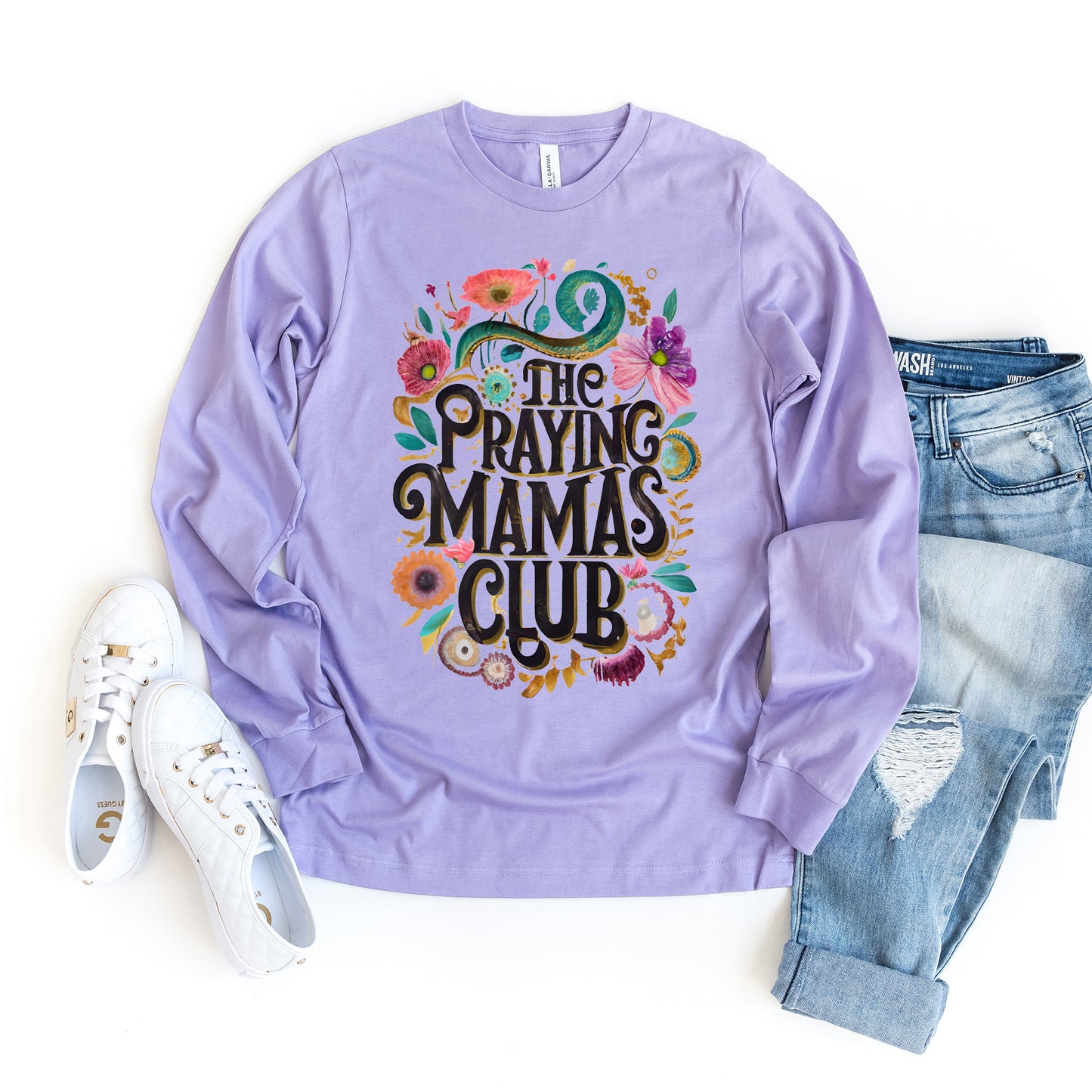 Praying Mama Club Floral | Long Sleeve Crew Neck