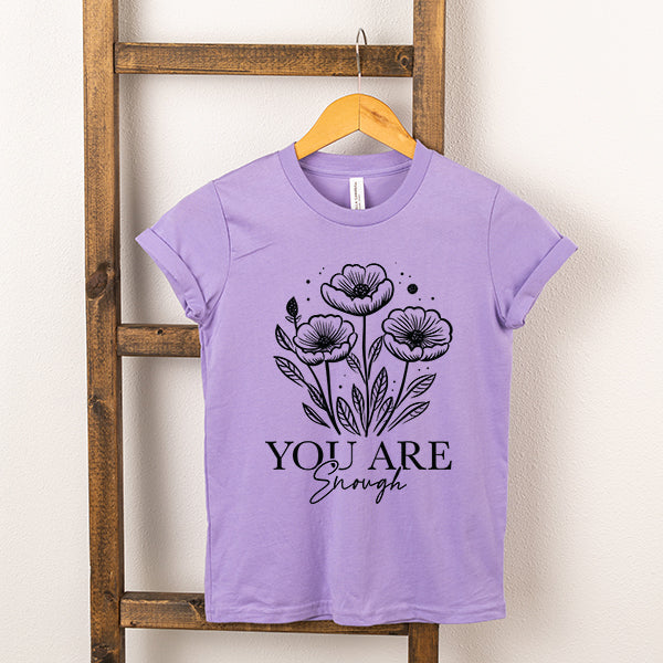 You Are Enough Floral Youth Short Sleeve Crew