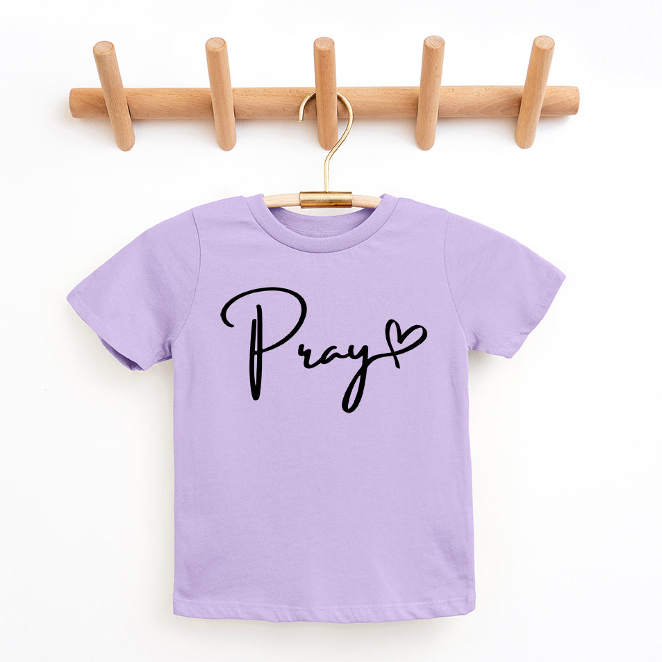 Pray Cursive Heart | Youth Short Sleeve Crew