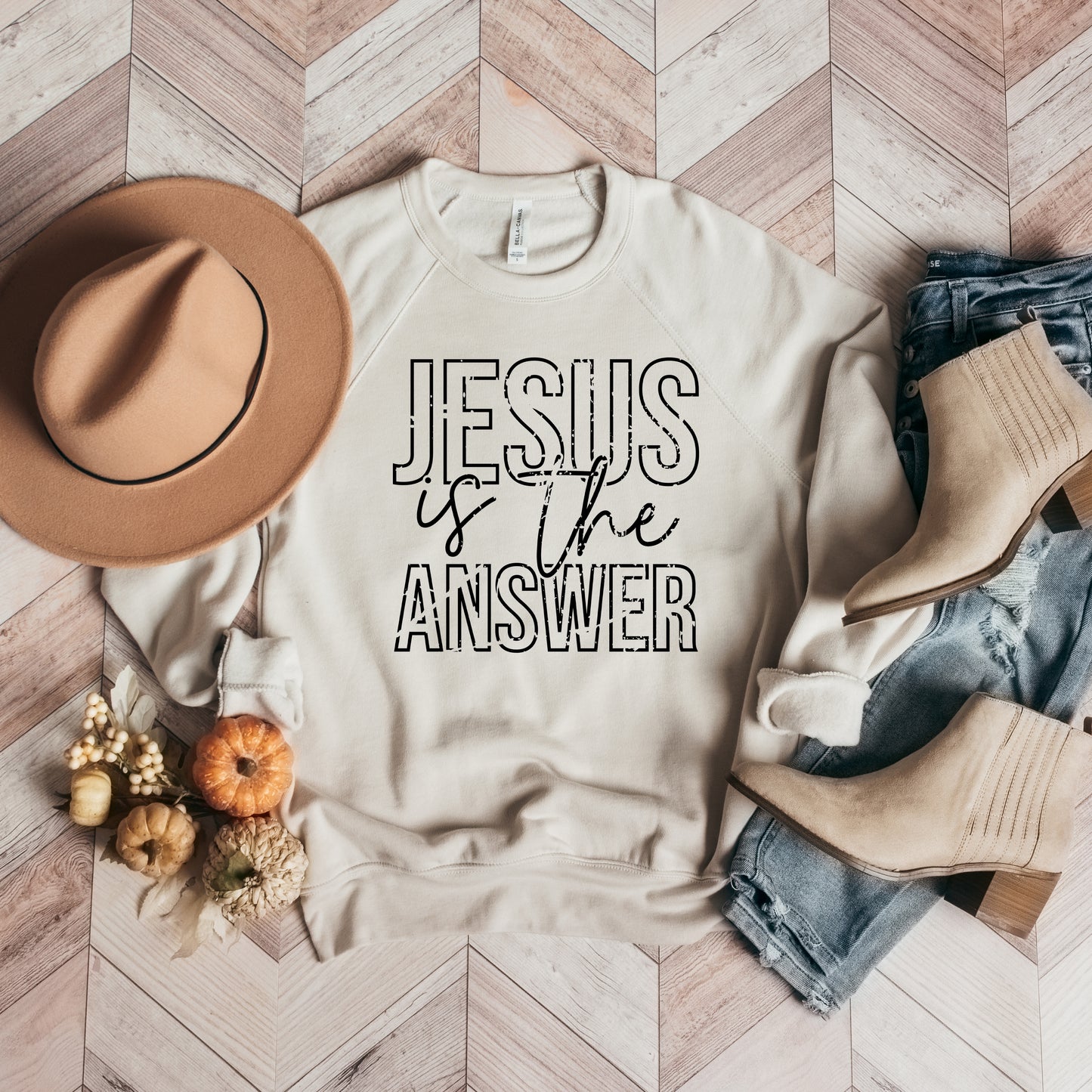 Jesus Is The Answer Block | Bella Canvas Sweatshirt