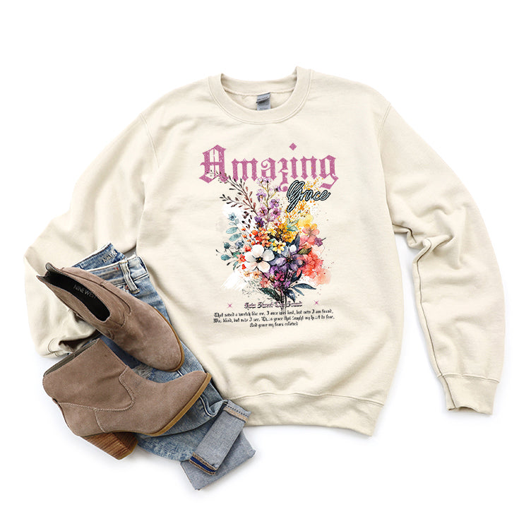 Amazing Grace Floral Bouquet | Graphic Sweatshirt