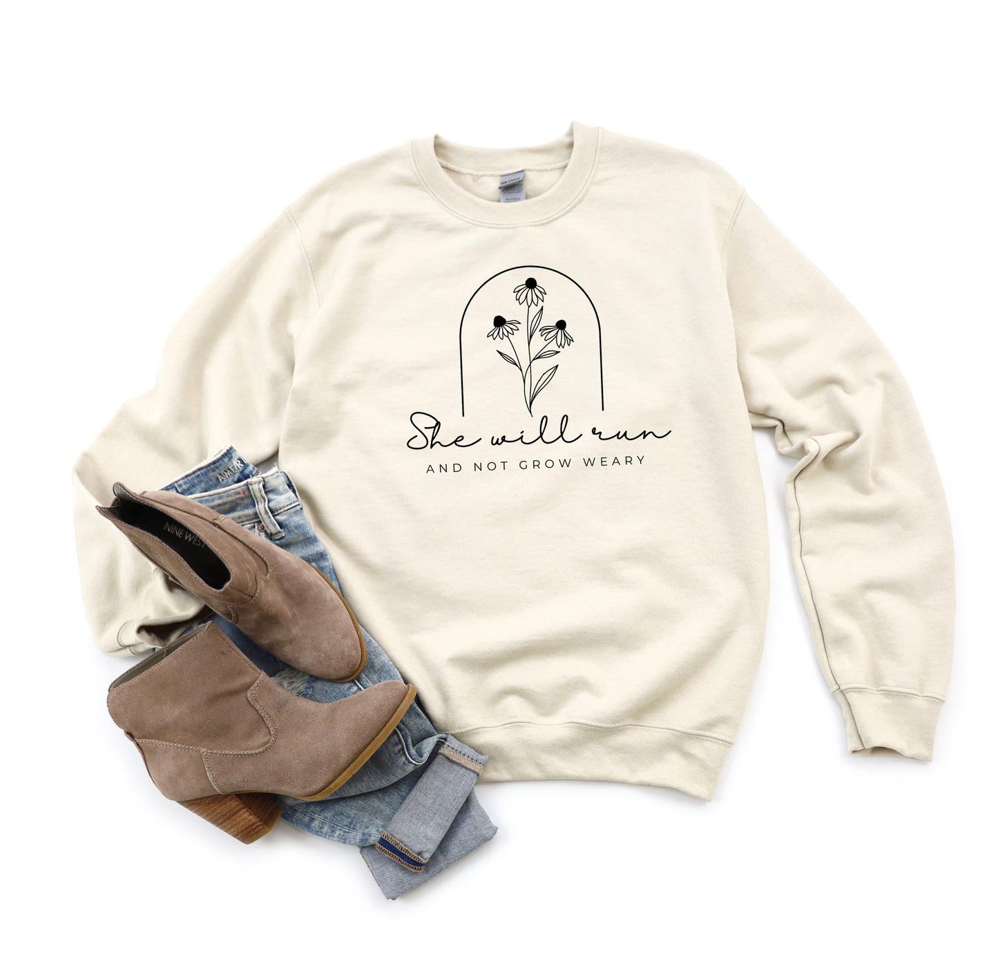 She Will Run Flowers | Graphic Sweatshirt