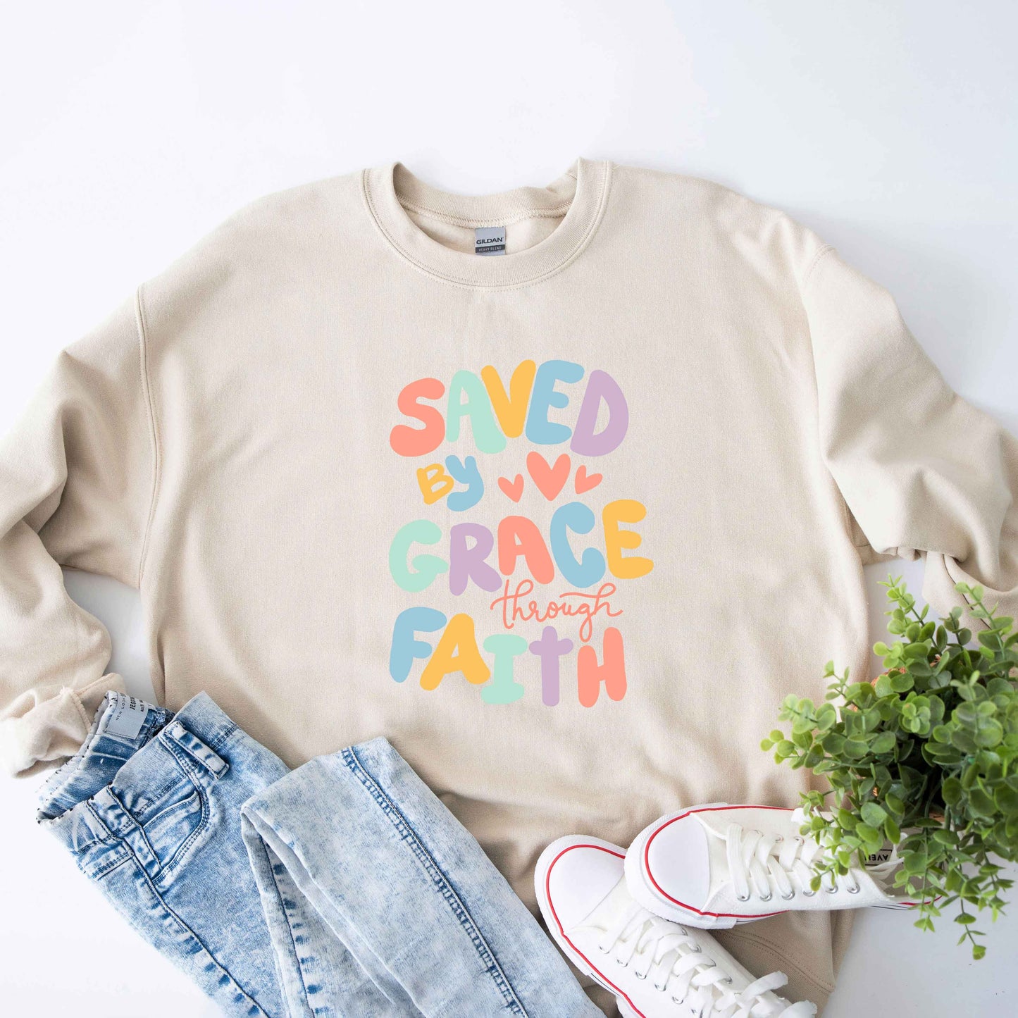Saved By Grace Hearts | Sweatshirt