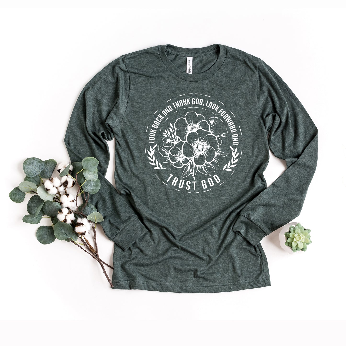 Thank God Trust god Flower | Long Sleeve Crew Neck