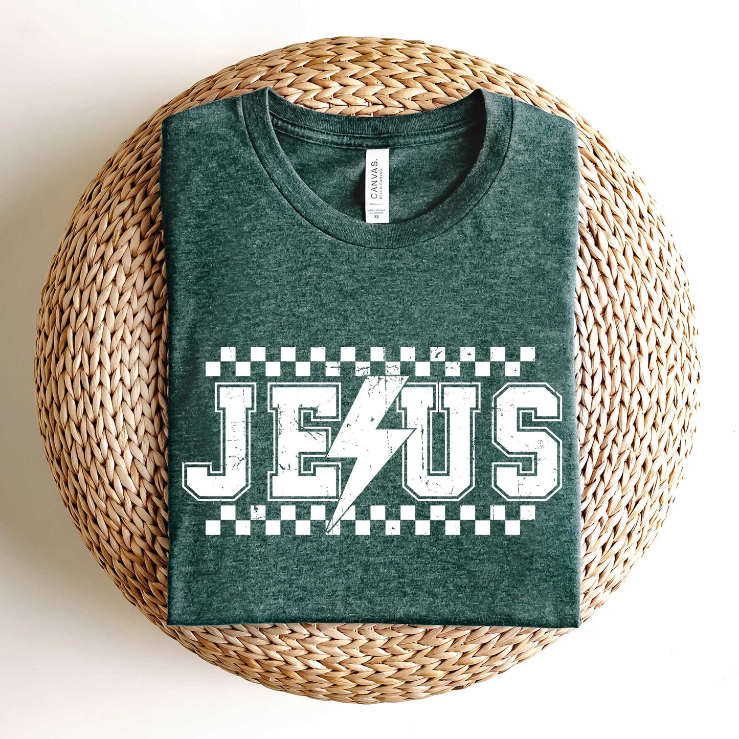 Jesus Checkered Bolt | Short Sleeve Crew Neck