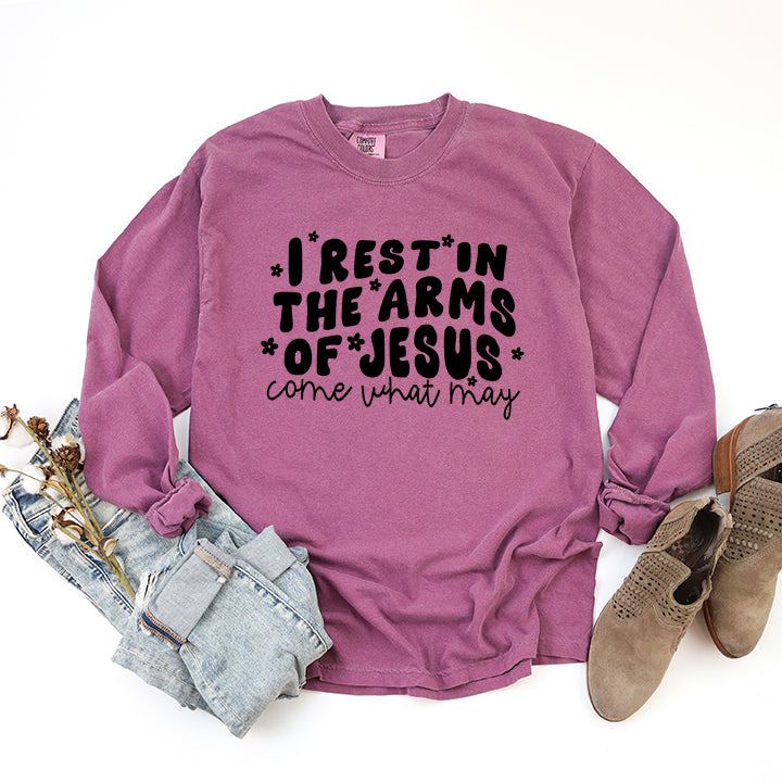 I Rest In The Arms Of Jesus | Garment Dyed Long Sleeve