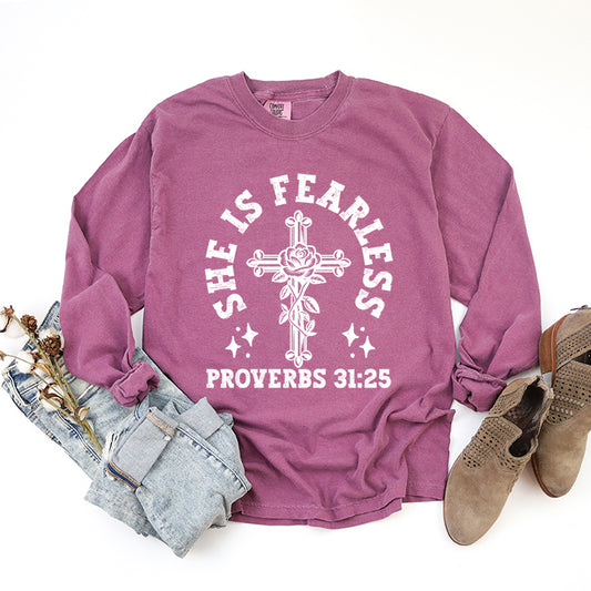 She Is Fearless | Garment Dyed Long Sleeve