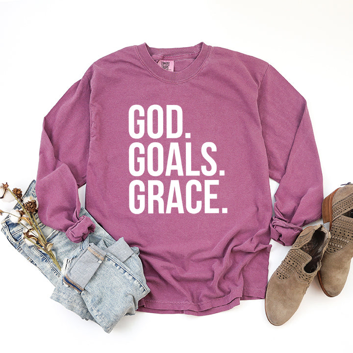 God Goals Grace | Garment Dyed Long Sleeve