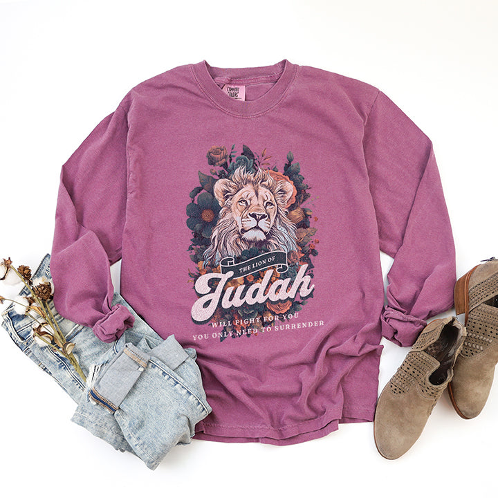 Lion Of Judah Will Fight | Garment Dyed Long Sleeve