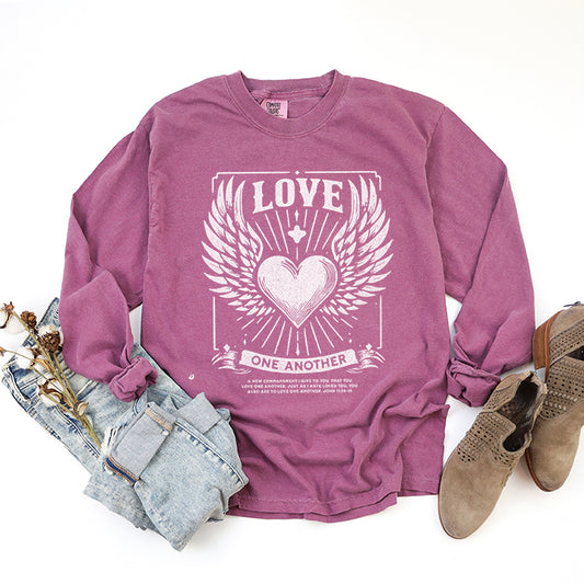 Love One Another Wings | Garment Dyed Long Sleeve