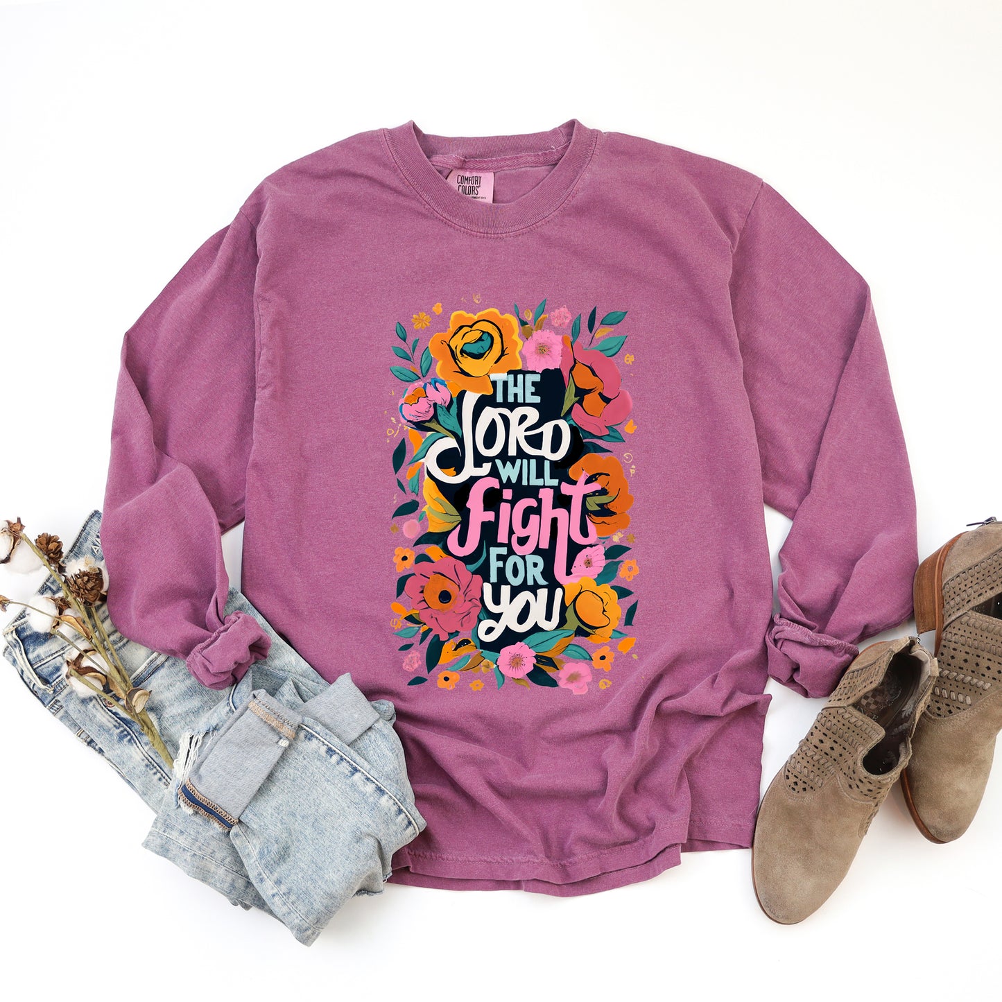 The Lord Will Fight For You | Garment Dyed Long Sleeve