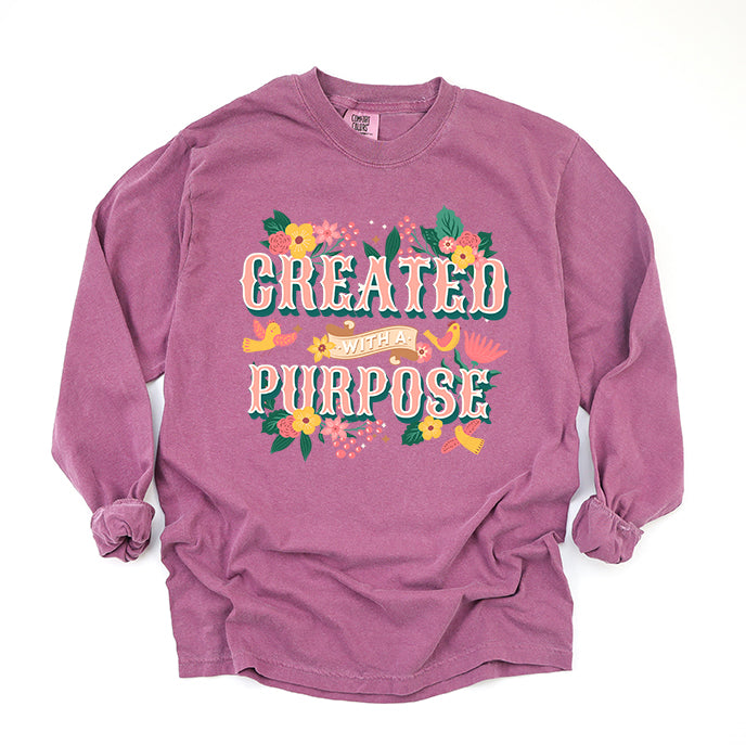 Created With A Purpose Birds | Garment Dyed Long Sleeve