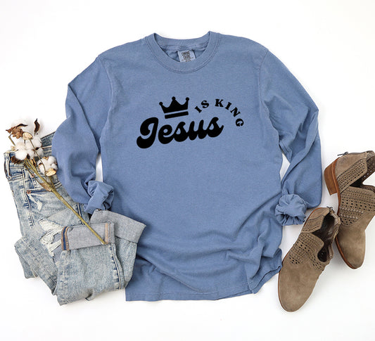 Jesus Is The King Crown | Garment Dyed Long Sleeve