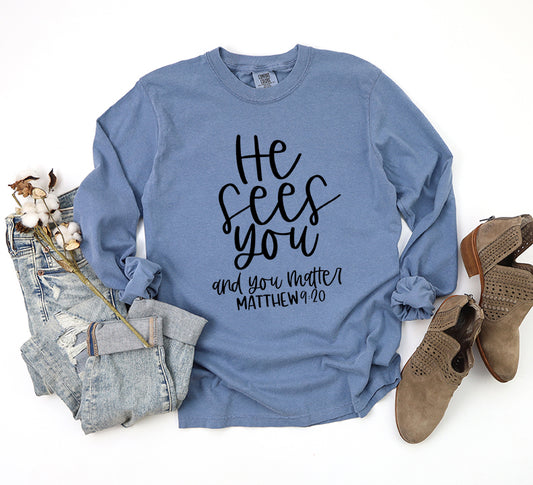 He Sees You | Garment Dyed Long Sleeve