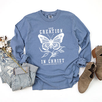 New Creation In Christ Butterfly | Garment Dyed Long Sleeve