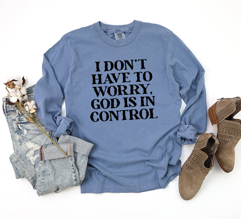 God Is In Control | Garment Dyed Long Sleeve