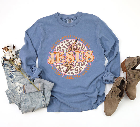 Jesus Leopard | Garment Dyed Long Sleeve