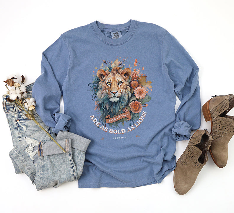 Floral Lion | Garment Dyed Long Sleeve