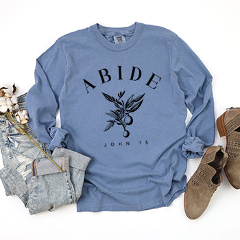 Abide Curved | Garment Dyed Long Sleeve