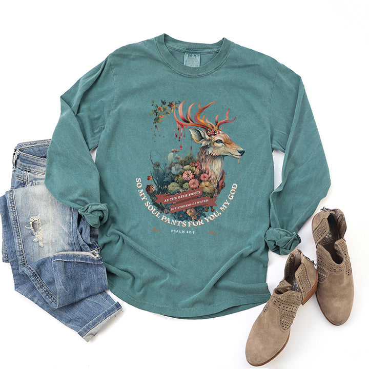 Deer Floral | Garment Dyed Long Sleeve