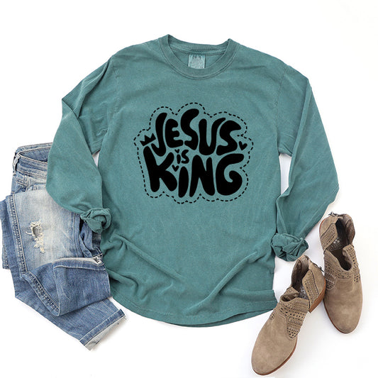 Jesus Is King Hearts | Garment Dyed Long Sleeve