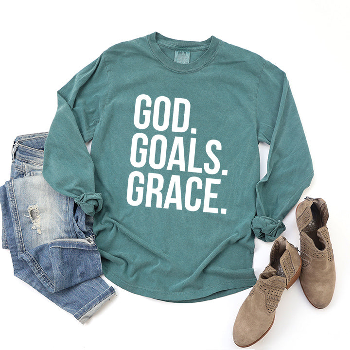 God Goals Grace | Garment Dyed Long Sleeve