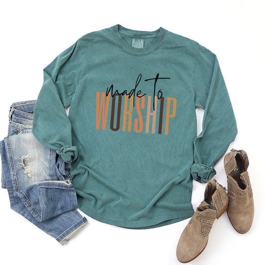 Made To Worship Cursive | Garment Dyed Long Sleeve