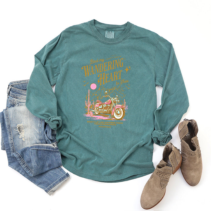 Bind My Wandering Heart Motorcycle | Garment Dyed Long Sleeve