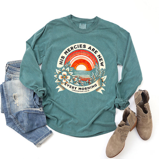 His Mercies Are New Sunrise | Garment Dyed Long Sleeve