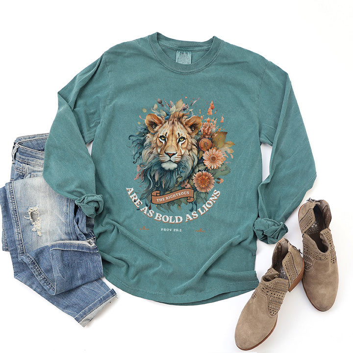 Floral Lion | Garment Dyed Long Sleeve