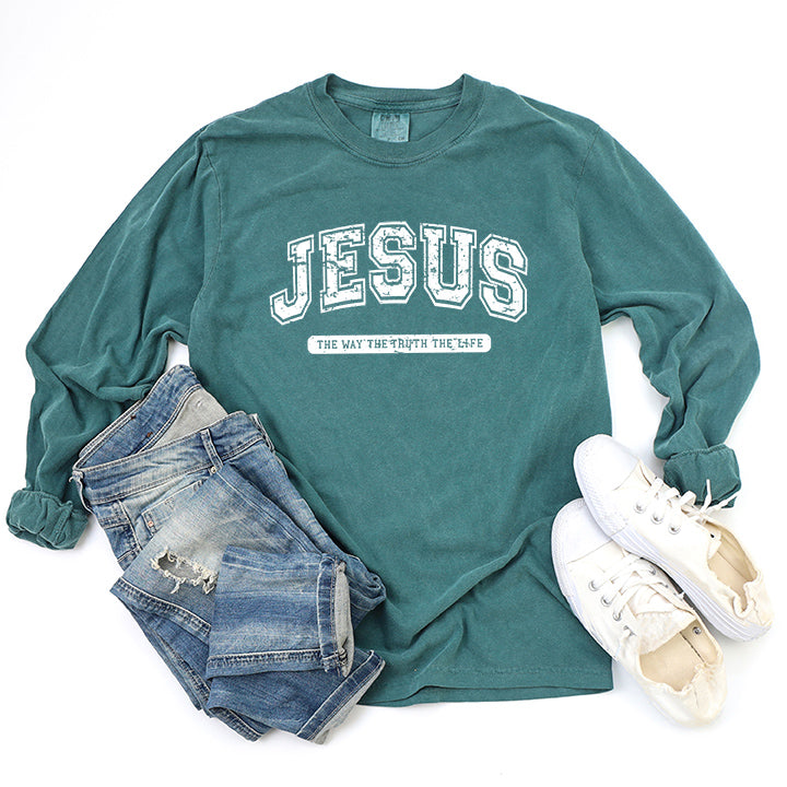 Jesus Varsity | Garment Dyed Long Sleeve