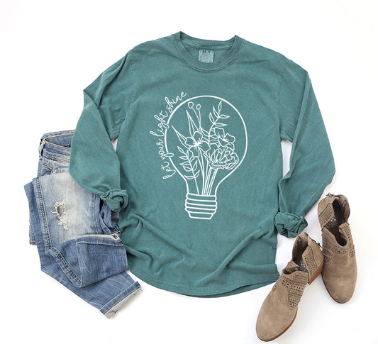 Let Your Light Shine Light Bulb | Garment Dyed Long Sleeve