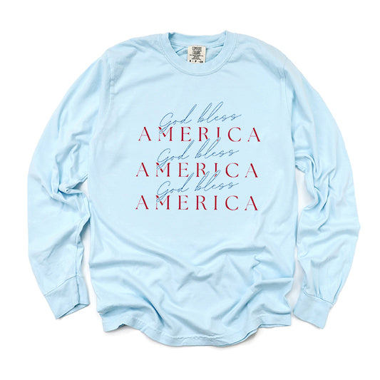 God Bless America Stacked | Garment Dyed Long Sleeve