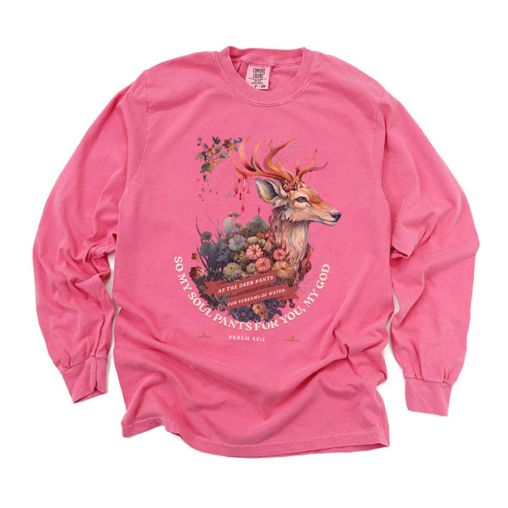 Deer Floral | Garment Dyed Long Sleeve