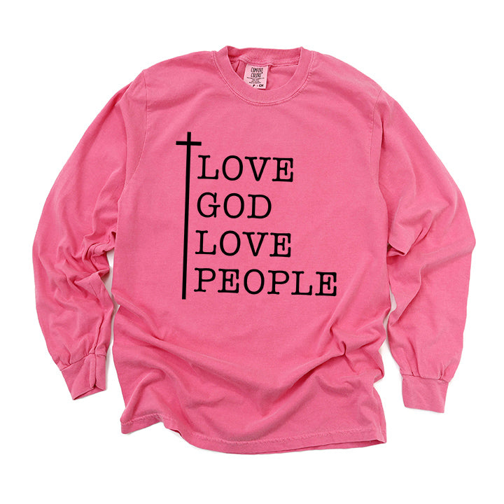 Love God Love People Cross | Garment Dyed Long Sleeve