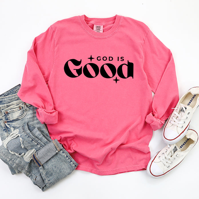 God Is Good Bold | Garment Dyed Long Sleeve