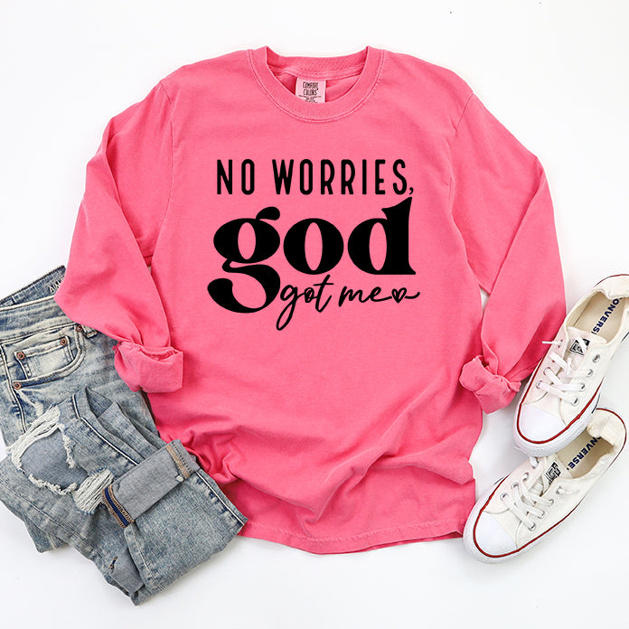 No Worries God Got Me | Garment Dyed Long Sleeve