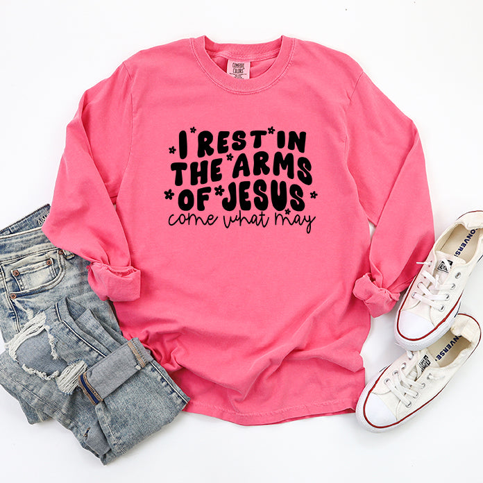 I Rest In The Arms Of Jesus | Garment Dyed Long Sleeve