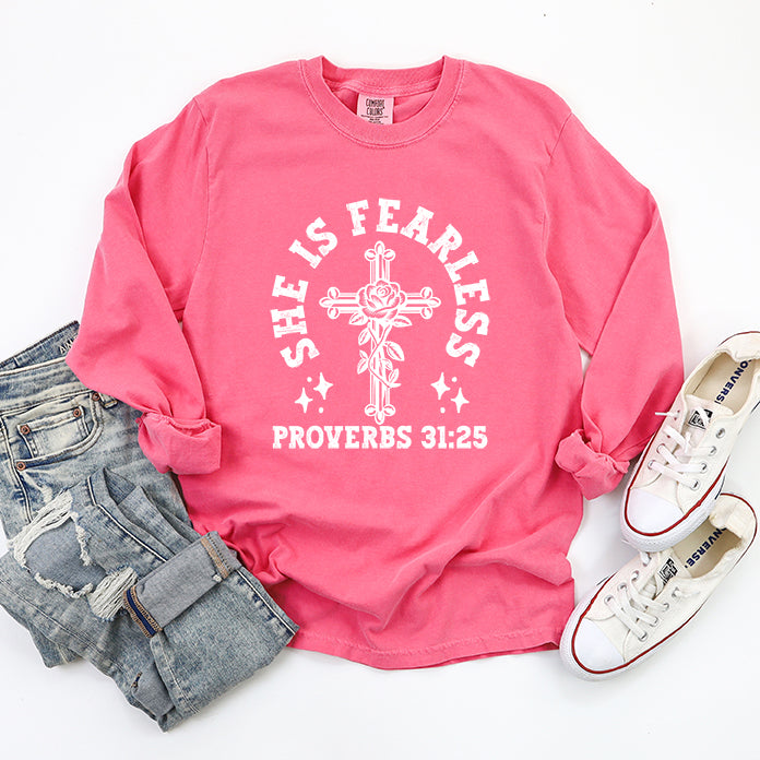 She Is Fearless | Garment Dyed Long Sleeve