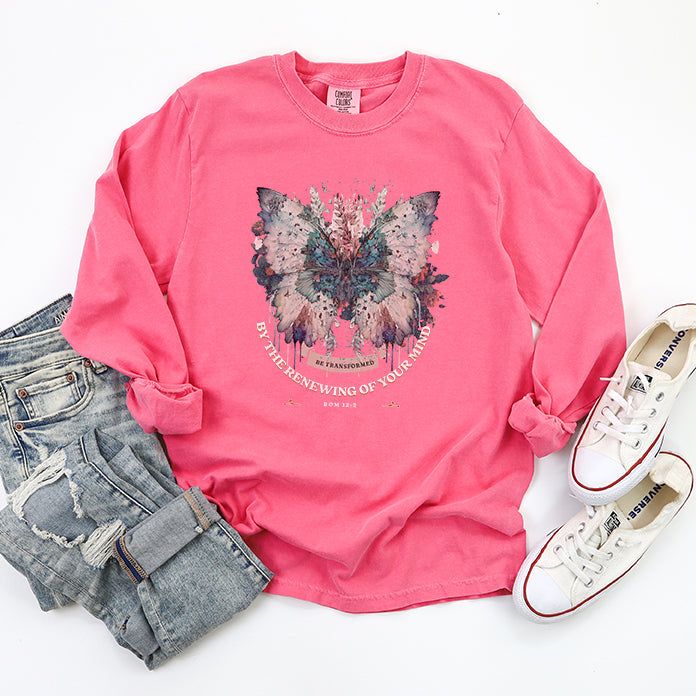 Butterfly Floral | Garment Dyed Long Sleeve