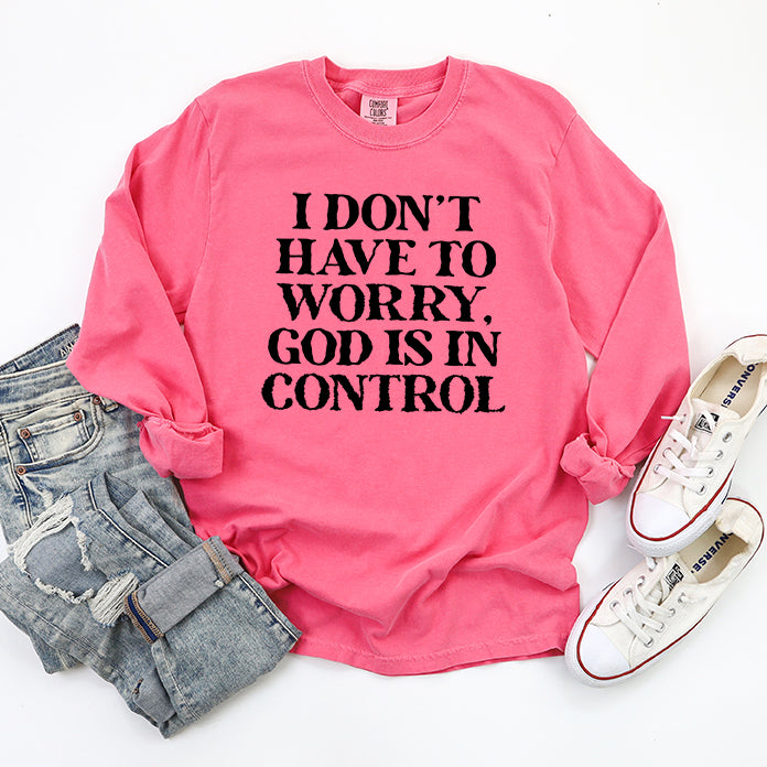 God Is In Control | Garment Dyed Long Sleeve