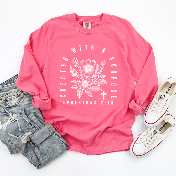 Created With A Purpose Floral | Garment Dyed Long Sleeve