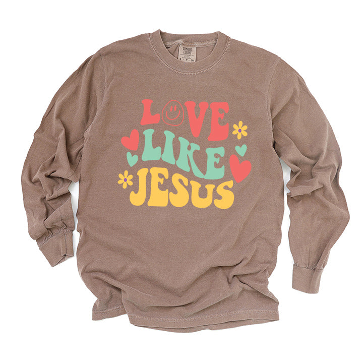 Love Like Jesus Retro Flowers | Garment Dyed Long Sleeve